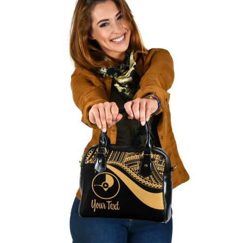 Yap Custom Personalised Shoulder Handbag - Gold Polynesian Tentacle Tribal Pattern 1