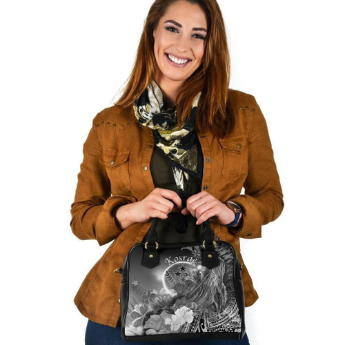 Kosrae Shoulder Handbag - Humpback Whale With Tropical Flowers (White) 1
