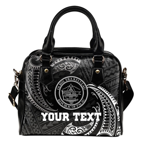 Palau Polynesian Custom Personalised Shoulder Handbag - White Tribal Wave 1