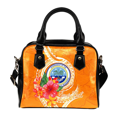 Federated States Of Micronesia Custom Personalised Shoulder Handbag - Orange Floral With Seal 1