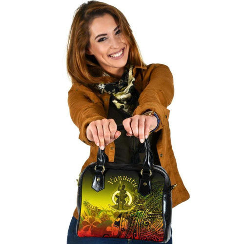 Vanuatu Shoulder Handbag - Humpback Whale With Tropical Flowers (Yellow) 1