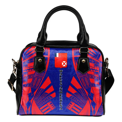 Wallis And Futuna Shoulder Handbag - Polynesian Tattoo Flag 1