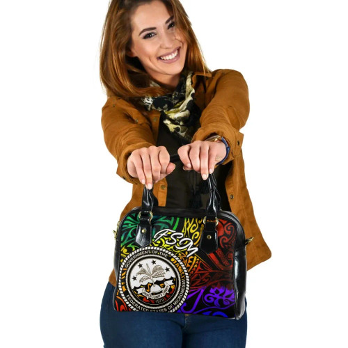 Federated States Of Micronesia Shoulder Handbag - Rainbow Polynesian Pattern 1