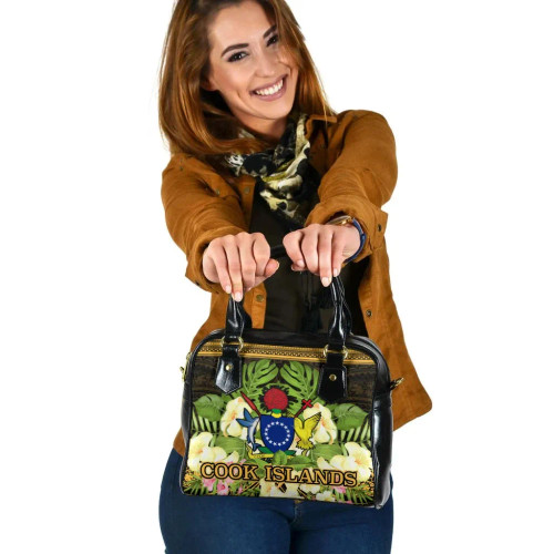 Cook Islands Shoulder Handbag - Polynesian Gold Patterns Collection 1