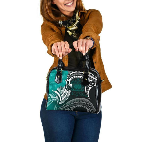 Samoa Custom Personalised Shoulder Handbag - Samoa Seal Wave Style (Green) 1