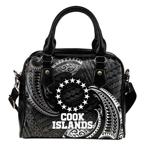 Cook Islands Polynesian Shoulder Handbag - White Tribal Wave 1