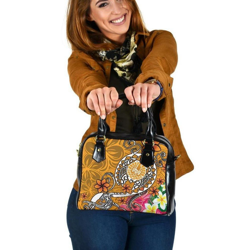 Tahiti Shoulder Handbag - Turtle Plumeria (Gold) 1