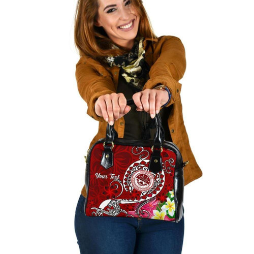FSM Custom Personalised Shoulder Handbag - Turtle Plumeria (Red) 1