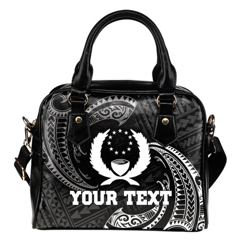 Pohnpei Micronesia Custom Personalised Shoulder Handbag - White Tribal Wave 1