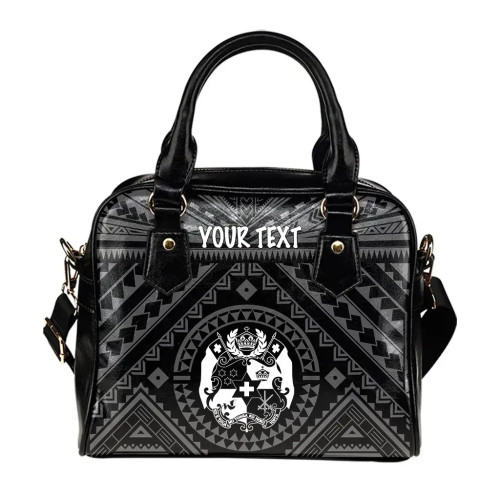 Tonga Personalised Shoulder Handbag - Tonga Seal With Polynesian Tattoo Style (Black) 1