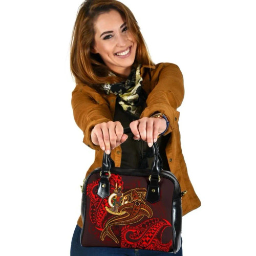 Vanuatu Polynesian Shoulder Handbag - Red Shark Polynesian Tattoo 1
