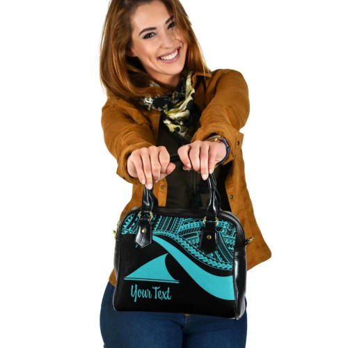 Tokelau Custom Personalised Shoulder Handbag - Turquoise Polynesian Tentacle Tribal Pattern 1