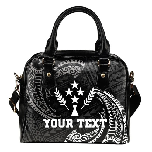 Kosrae Micronesia Custom Personalised Shoulder Handbag - White Tribal Wave 1