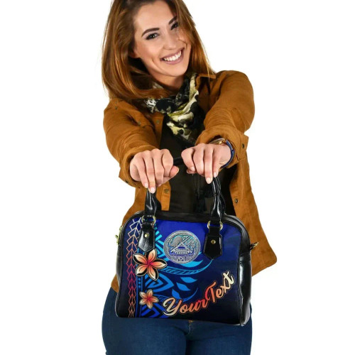 American Samoa Custom Personalised Shoulder Handbag - Vintage Tribal Mountain 1