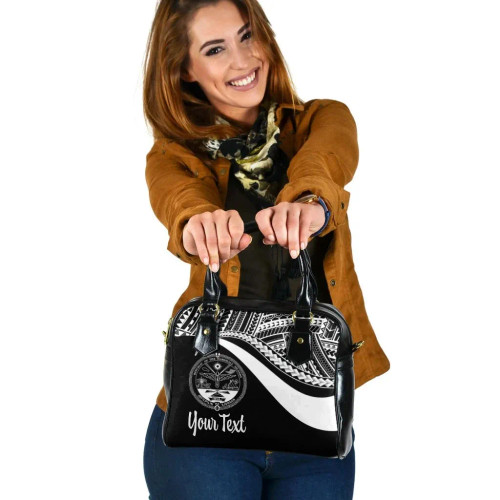 Marshall Islands Custom Personalised Shoulder Handbag - White Polynesian Tentacle Tribal Pattern Crest 1