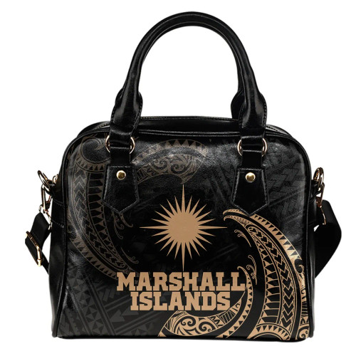 Marshall Islands Polynesian Shoulder Handbag - Gold Tribal Wave 1