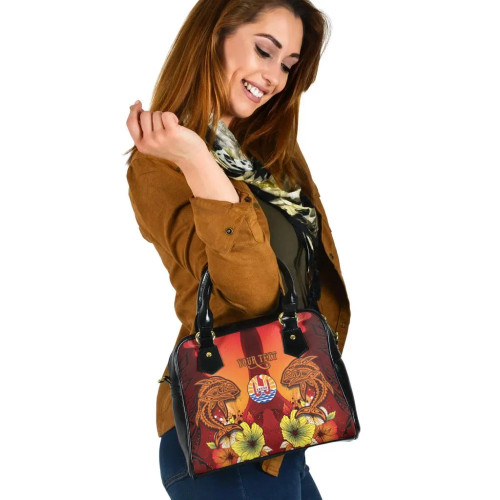 Tahiti Custom Personalised Shoulder Handbag - Tribal Tuna Fish 1