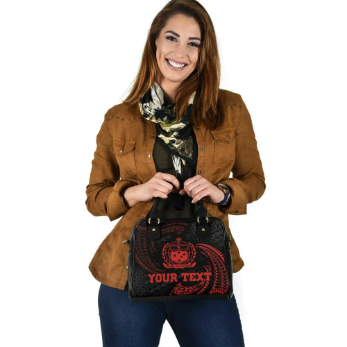 Samoa Polynesian Custom Personalised Shoulder Handbag - Red Tribal Wave 1