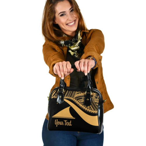 Tokelau Custom Personalised Shoulder Handbag - Gold Polynesian Tentacle Tribal Pattern 1