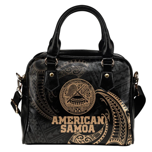 American Samoa Polynesian Shoulder Handbag - Gold Tribal Wave 1