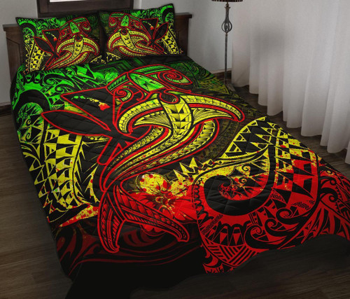 Hawaii Polynesian Quilt Bed Set - Kanaka Maoli Reggae Shark Polynesian Tattoo 1
