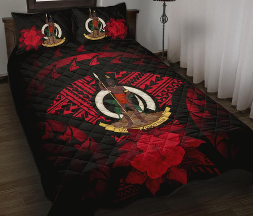 Vanuatu Polynesian Quilt Bed Set Hibiscus Red 1