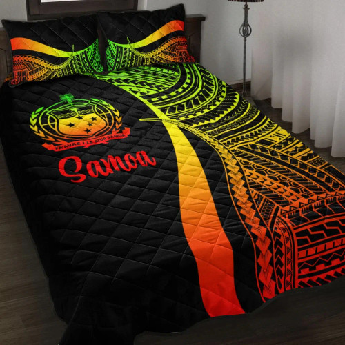 Samoa Quilt Bet Set - Reggae Polynesian Tentacle Tribal Pattern 1