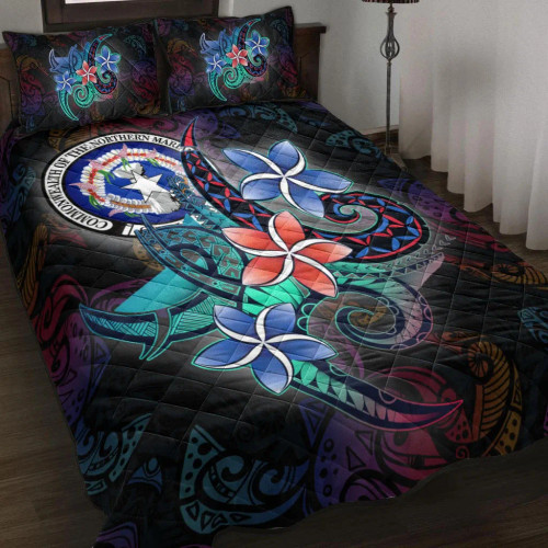 Northern Mariana Islands Quilt Bed Set - Plumeria Flowers Style 1