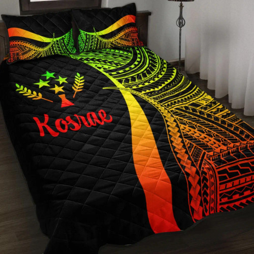 Kosrae Quilt Bet Set - Reggae Polynesian Tentacle Tribal Pattern 1