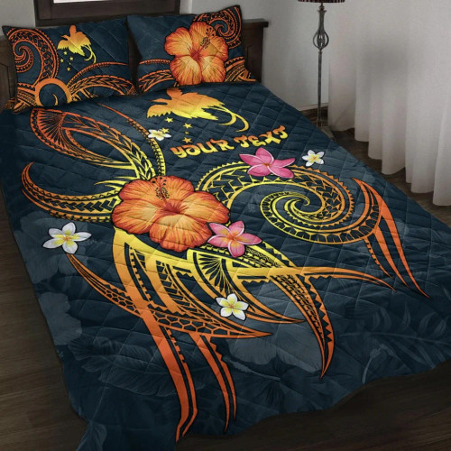 Papua New Guinea Polynesian Personalised Quilt Bed Set - Legend of Papua New Guinea (Blue) 1
