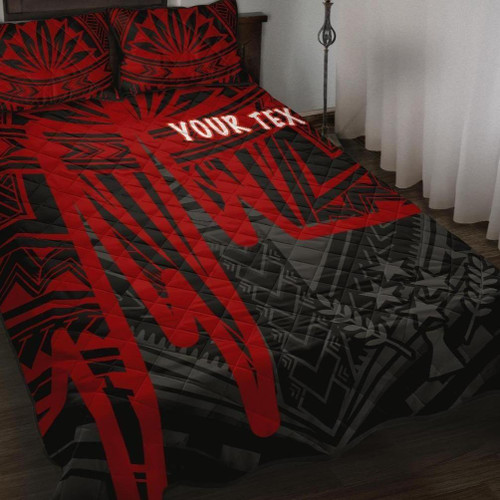 Kosrae Personalised Quilt Bed Set - Kosrae Seal In Heartbeat Patterns Style (Red) 1