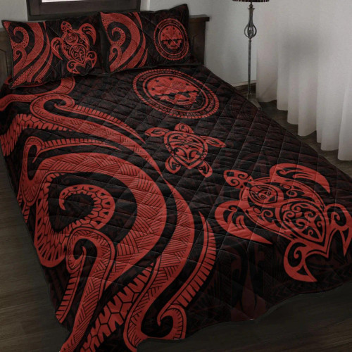 Federated States of Micronesia Quilt Bed Set - Red Tentacle Turtle 1