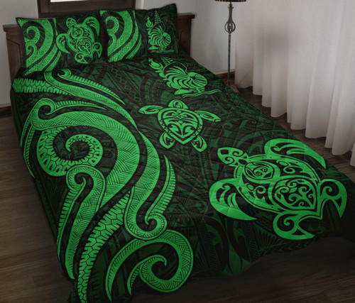 New Caledonia Quilt Bed Set - Green Tentacle Turtle 1