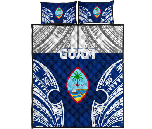 Guam Polynesian Quilt Bed Set - Pattern With Seal Blue Version 1
