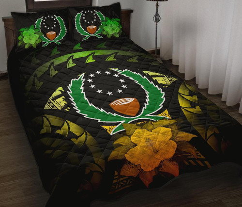 Pohnpei Polynesian Quilt Bed Set Hibiscus Reggae 1