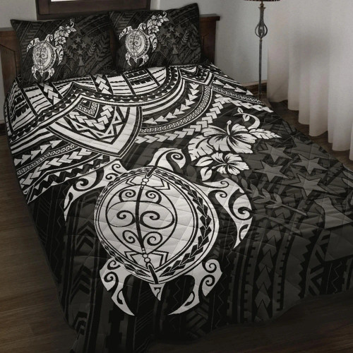 Kosrae Polynesian Quilt Bed Set - White Turtle 1
