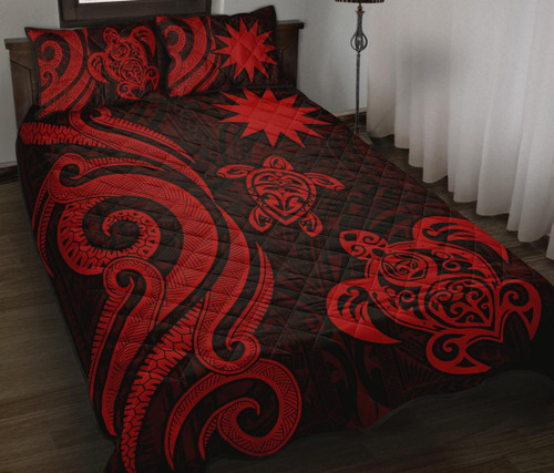 Nauru Quilt Bed Set - Red Tentacle Turtle 1