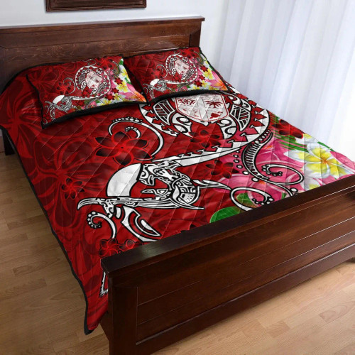 Fiji Quilt Bed Set - Turtle Plumeria (Red) 1