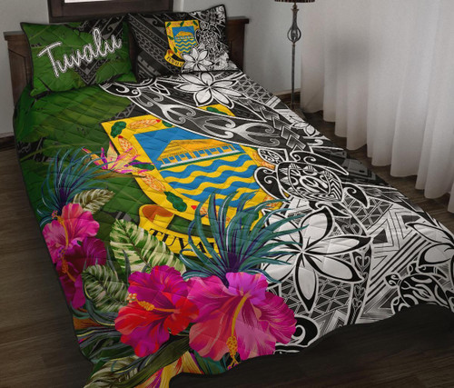 Tuvalu Quilt Bed Set - Turtle Plumeria Banana Leaf 1