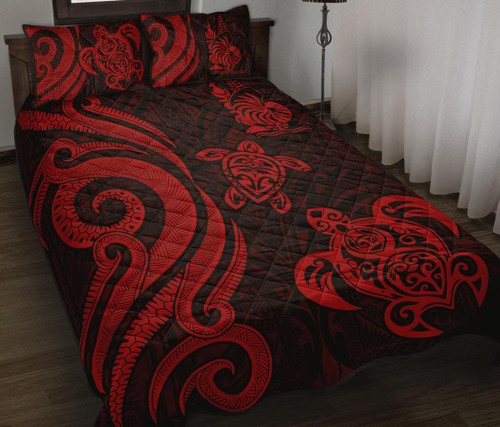 New Caledonia Quilt Bed Set - Red Tentacle Turtle 1