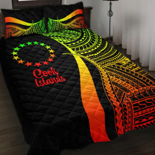 Cook Islands Quilt Bet Set - Reggae Polynesian Tentacle Tribal Pattern 1
