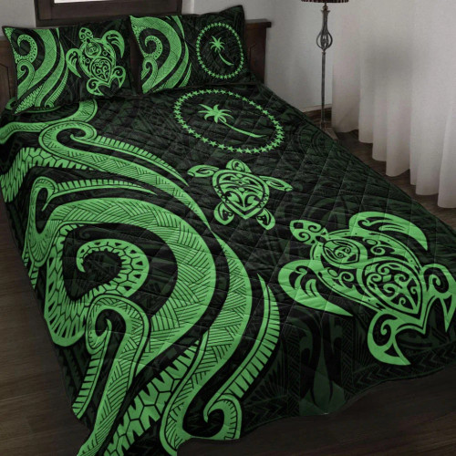 Chuuk Quilt Bed Set - Green Tentacle Turtle 1