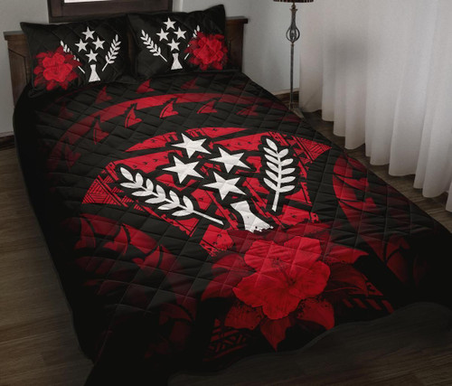 Kosrae Polynesian Quilt Bed Set Hibiscus Red 1