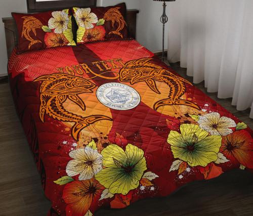 Palau Custom Personalised Quilt Bed Sets - Tribal Tuna Fish 1