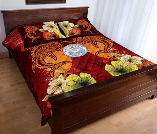 Marshall Islands Custom Personalised Quilt Bed Sets - Tribal Tuna Fish 1