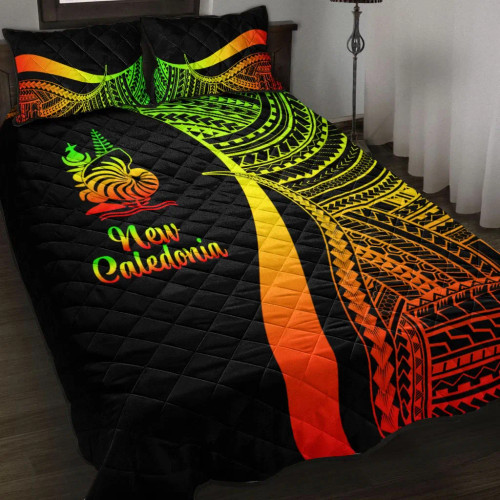 New Caledonia Quilt Bet Set - Reggae Polynesian Tentacle Tribal Pattern 1