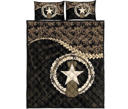 Northern Mariana Islands Polynesian Quilt Bed Set Golden Coconut 1
