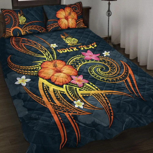 New Caledonia Polynesian Personalised Quilt Bed Set - Legend of New Caledonia (Blue) 1