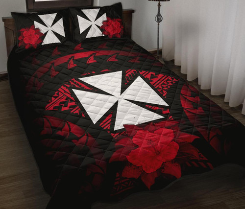 Wallis And Futuna Polynesian Quilt Bed Set Hibiscus Red 1