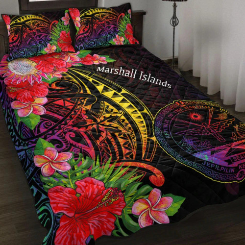 Marshall Islands Quilt Bed Set - Tropical Hippie Style 1